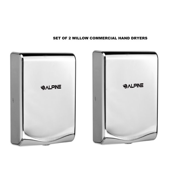 Alpine Industries Willow Commercial Chrome High Speed Automatic Electric Hand Dryer 2 Pack