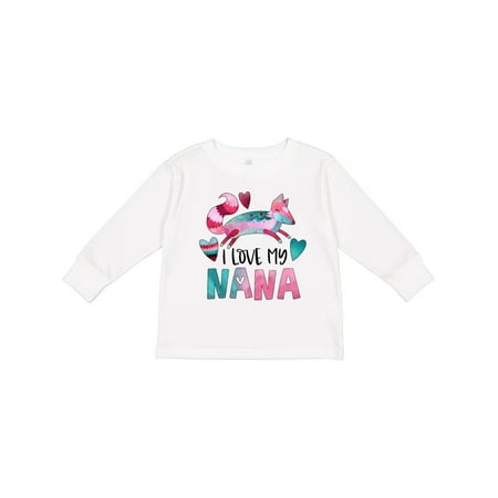 

Inktastic I Love My Nana Pink and Blue Fox with Hearts Gift Toddler Boy or Toddler Girl Long Sleeve T-Shirt