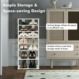 Costway 7-Tier Double Rows Shoe Rack, Vertical Wooden Storage Organizer ...