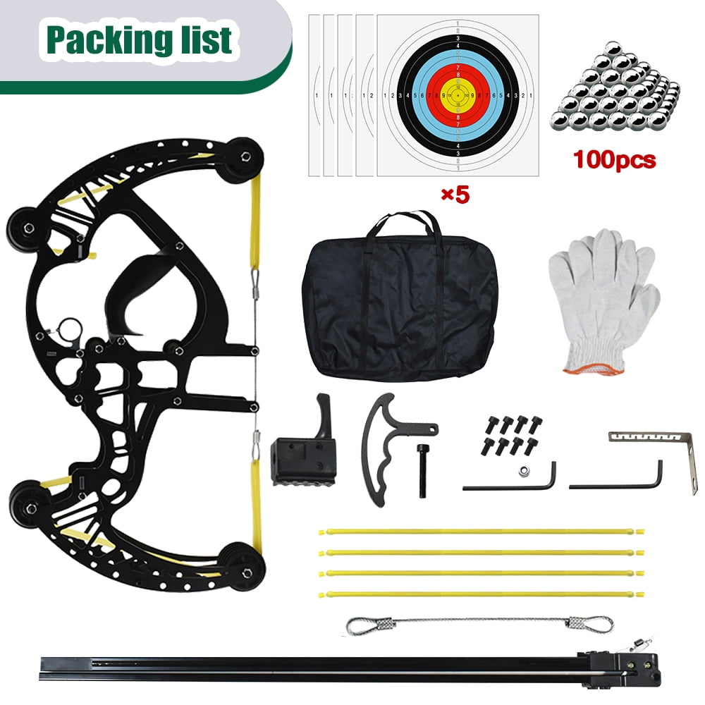 Runzkzy Mechanical Compound Bow with Steel Ball Crossbow and Long Rod Recurve Design for Hunting and Archery