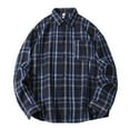 thumbnail image 2 of Mens Flannel Shirt Plus Size Long Sleeve Button Down Plaid Tops Loose Casual Comfortable Everyday Wear Navy XL, 2 of 4