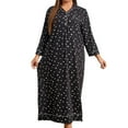 thumbnail image 2 of QUINDOS Plus Size Pajamas for Women Button Down Midi Nightgowns for Women Polka Dot Long Sleeve Sleep Dress Casual Solid Loose Home Wear Night Dress, 2 of 5
