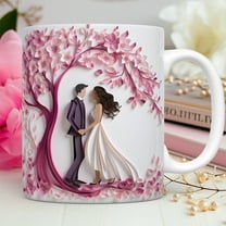 FastXmas Wedding Theme Ceramic Mug,Coffee Mug Tea Mug, Romantic Gifts for Her Him, Birthday Gifts for Women Men, Wedding Gift for Bride and Groom Tea Cup Mug Cup 3.2"x3.7"
