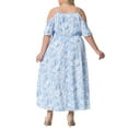 thumbnail image 3 of Agnes Orinda Women's Plus Size Floral Dress Cold Shoulder Sleeve Ruffles V Ncke Tulip Hem Casual Maxi Dresses with Pocket 1X Light Blue, 3 of 4