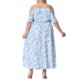 thumbnail image 3 of Vestido Floral de Talla Grande para Mujer Agnes Orinda con Mangas Frías, Volantes, Escote en V y Dobladillo Tulipán, Vestido Maxi Casual con Bolsillo 4X Azul Claro, 3 of 4