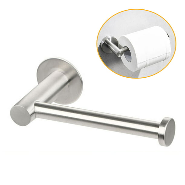 Toilet Paper Holder Self Adhesive Bathroom Roll Stick On Wall Mounted Stainless Steel Tissue Towel Bath Hardware Accessory Brushed Nickel Finish Com - Best Bathroom Toilet Paper Holder