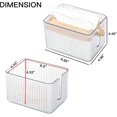 thumbnail image 2 of Plastic Tissue Box Holder Cover With Wooden Lid, Small Size Modern Facial Paper Holder For Bathroom, 6.85" X4.96" X4.49" Rectangular Clear Tissue Box, 2 of 5