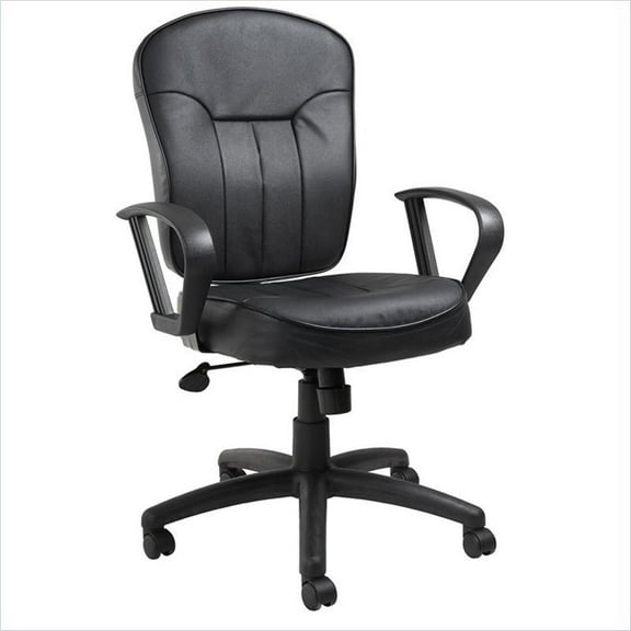 Scranton & Co Contemporary Leather Task Chair with Loop Arms in Black