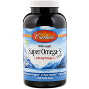 Carlson Labs Wild Caught Super Omega-3 Gems, 600 mg, 250 Soft Gels
