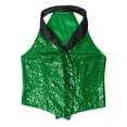 thumbnail image 5 of Zaldita Women's Sequins Blazer Vest Sleeveless Sparkle Jacket Waistcoat Halter Neck Vest for Cocktail Party Green XXL, 5 of 7