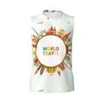 thumbnail image 6 of Lsque World Travel3 Print Men's Cotton Blend Sleeveless Muscle Shirts (S-3XL)- Moisture Wicking, Odor Protection, UPF 30+,Large, 6 of 8