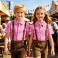 thumbnail image 2 of Boys Button Down Shirts Checked Short Sleeve Collared Shirt With Print Comfortable Classic Boys Daily Wear Casual Tops, 2 of 6