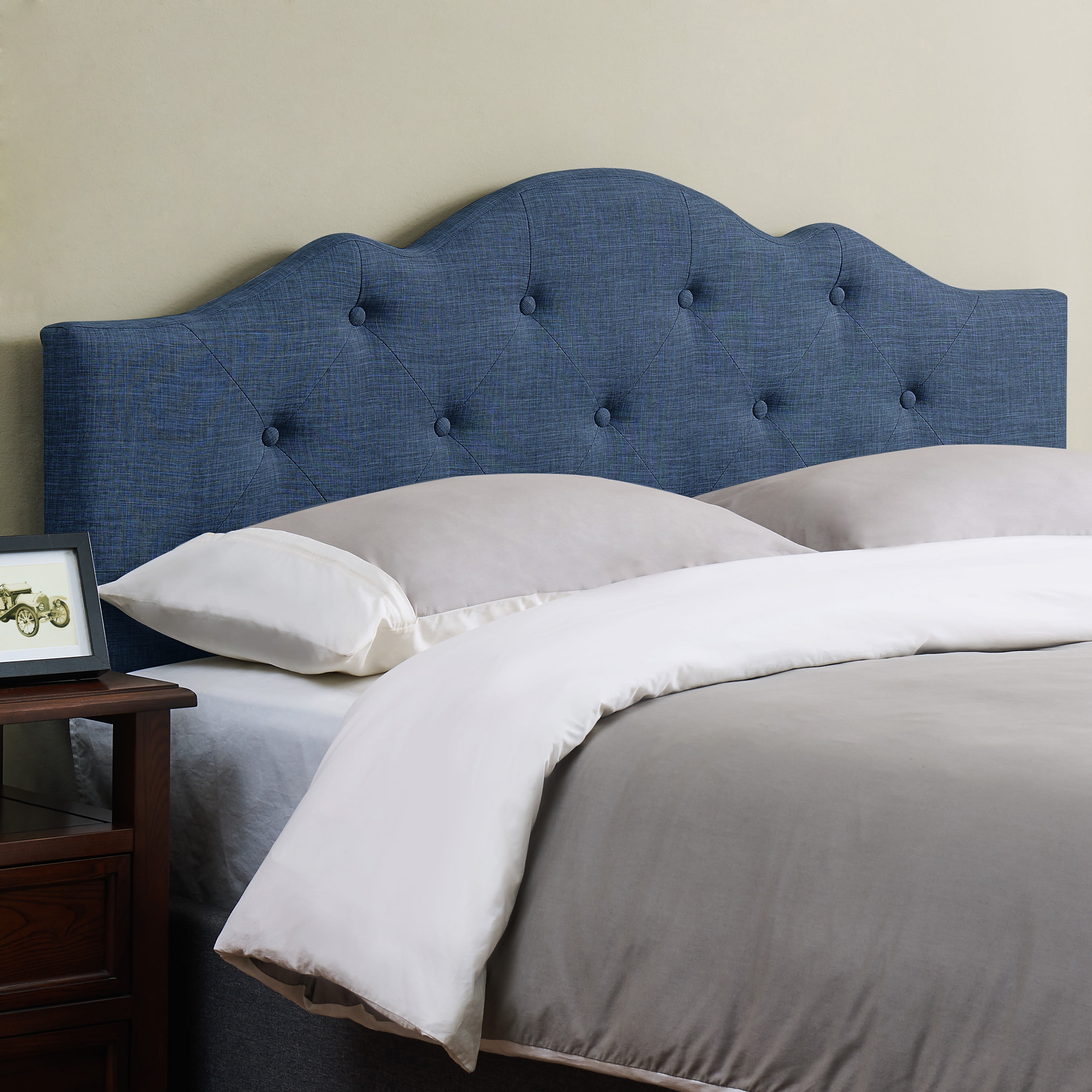 Mainstays Minimal Tufted Rounded Headboard, King/Cal King, Blue