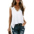 thumbnail image 1 of Womens Tank Tops V Neck Lace Side Split Summer Sleeveless Tops, 1 of 5