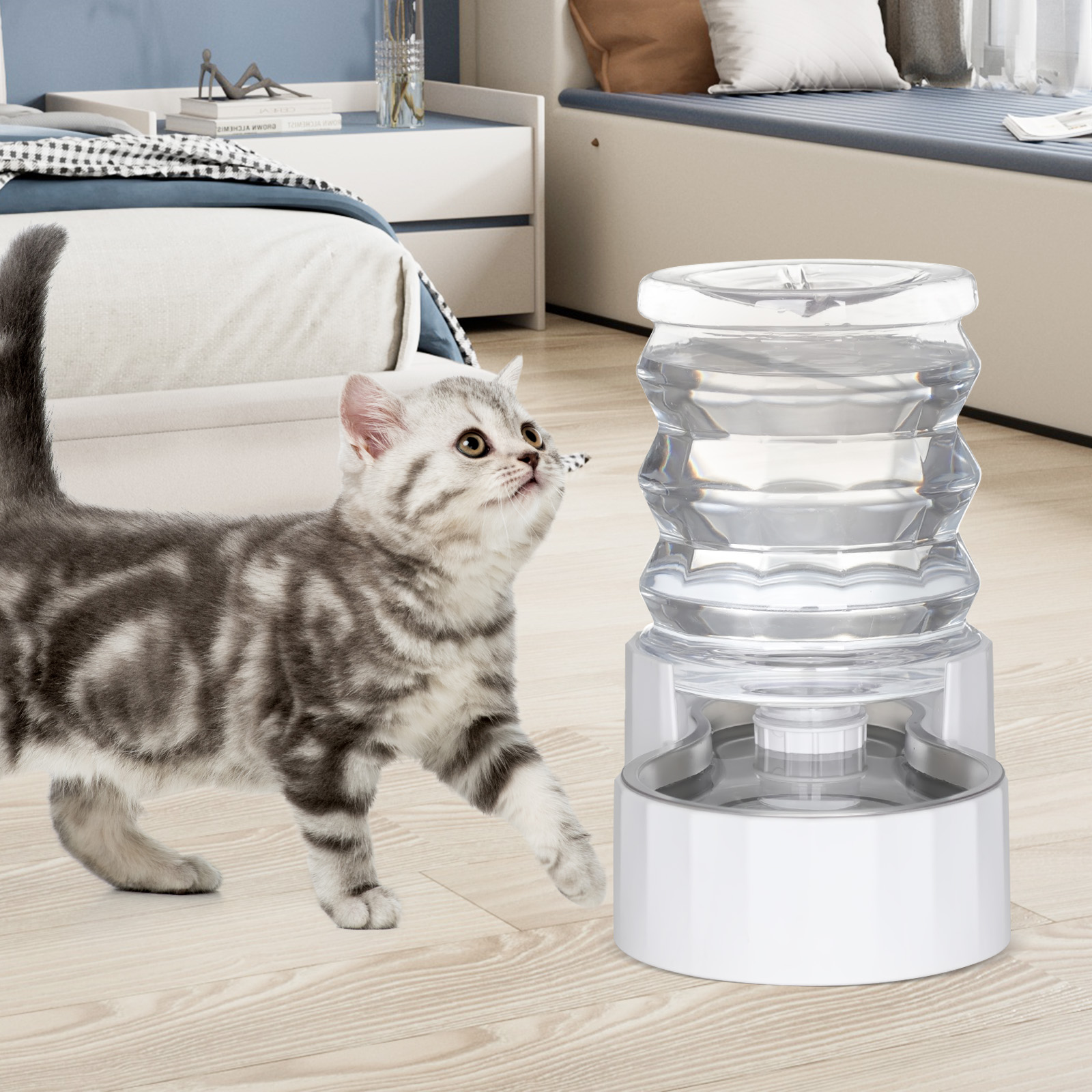RIZZARI 5L Automatic Pet Waterer - Gravity-fed Stainless Steel Water Dispenser, 100% BPA Free, Leak-proof, Easy to clean - Feeder for Cats and Dogs - Indoor/Outdoor