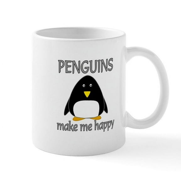 CafePress - Penguin Happy Mug - 11 oz Ceramic Mug - Novelty Coffee Tea Cup