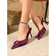 thumbnail image 5 of Women's Pointed Toe Slingback Pumps, Satin Kitten Heels for Wedding Party, 5 of 6