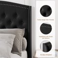 thumbnail image 4 of Wood Platform Bed Frame, Heavy Duty Button Tufted Upholstered Bed Frame with Wingback Headboard, 4 of 7