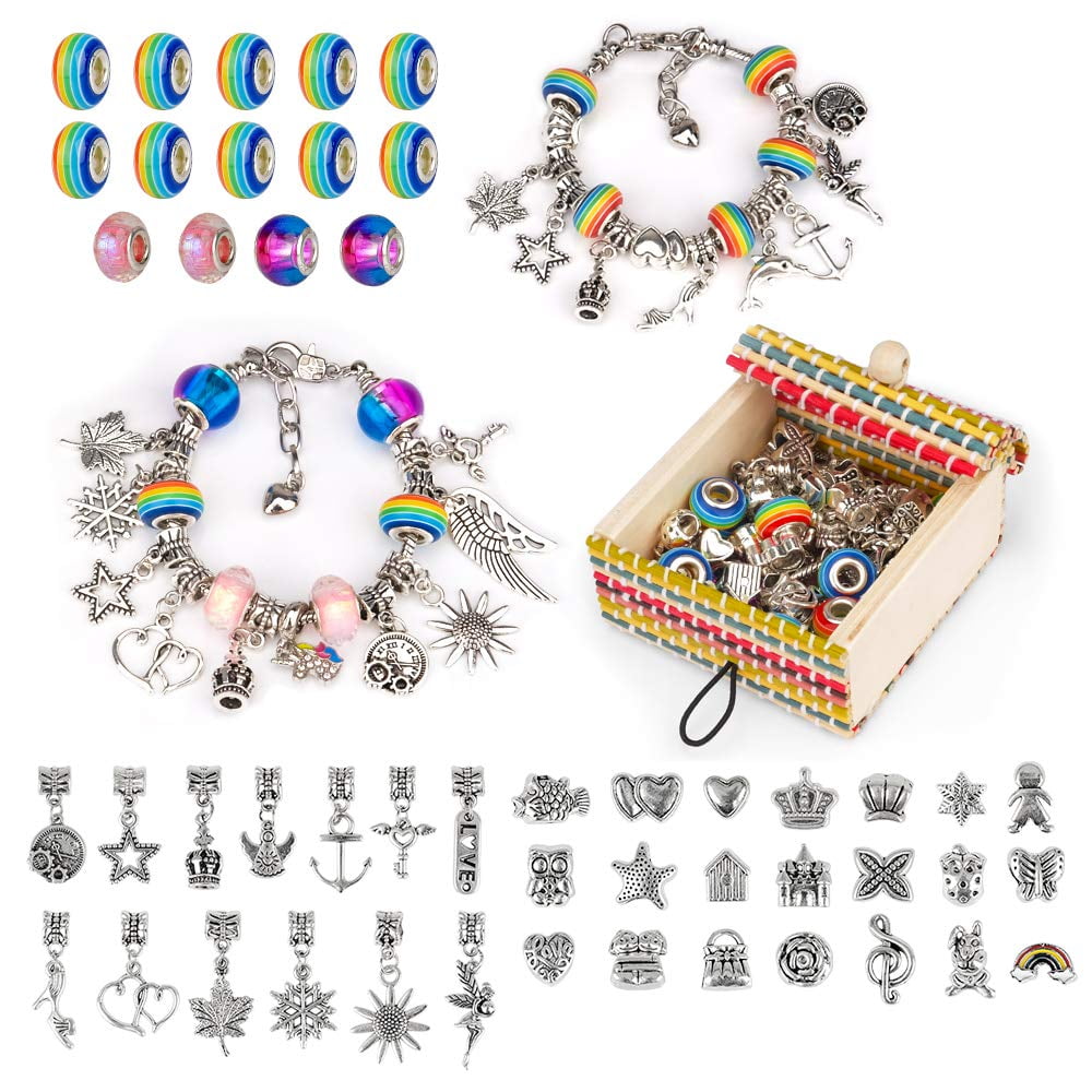 Rvelidode Charm Bracelet Making Kit for Girls, with Unicorn Musical Jewelry Box,Girl Christmas Gift Ideas,Jewelry Making Kit,Fun and Easy to Make,Unicorn