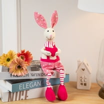 Boy Sitting Easter Rabbit Decoration with Dangling Legs - 16.5" - Pink and Cream