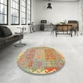 thumbnail image 4 of Ahgly Company Machine Washable Indoor Square Contemporary Sunrise Orange Area Rugs, 3' Square, 4 of 7