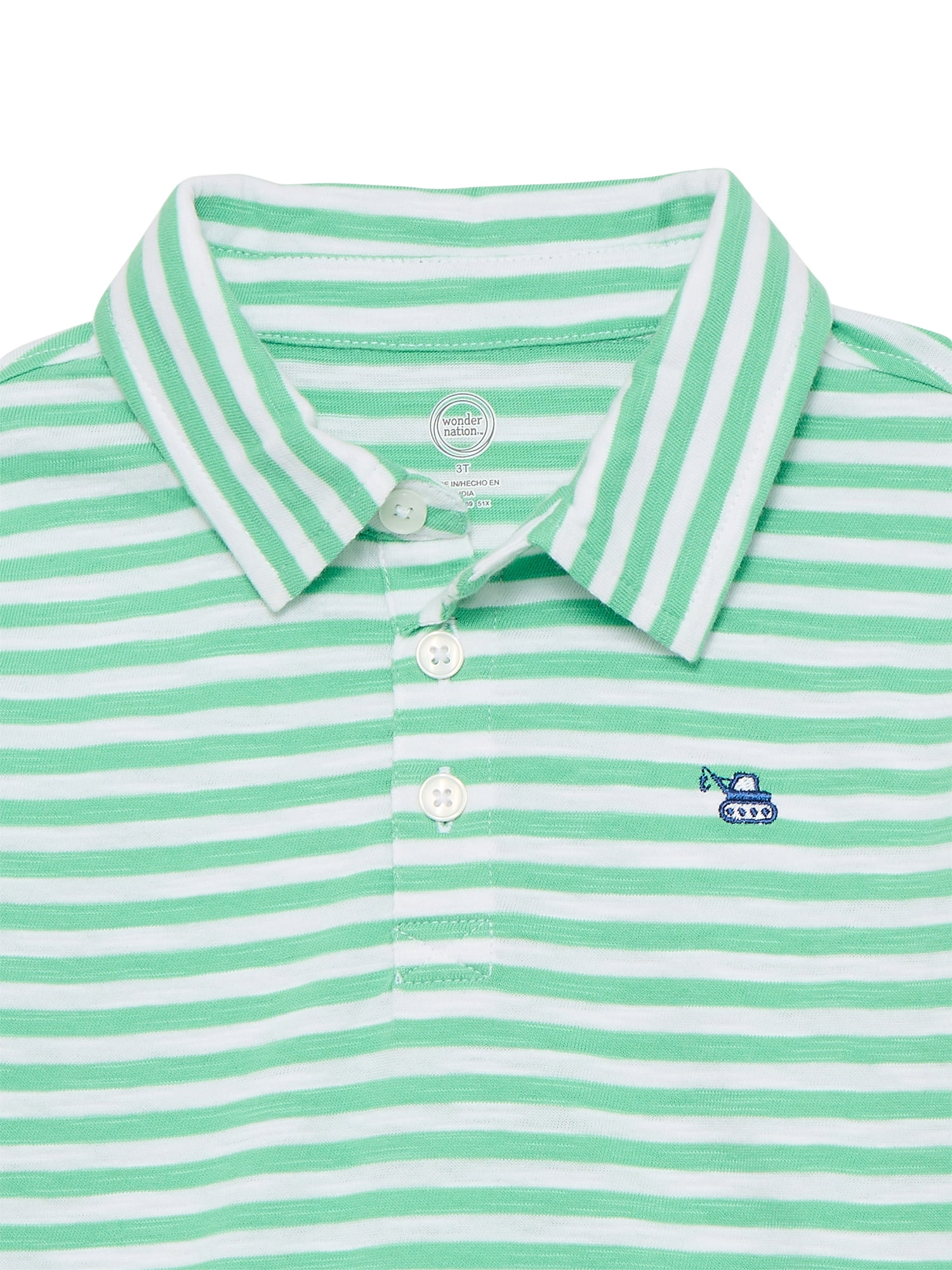 Wonder Nation Toddler Boys Striped Polo Shirt with Short Sleeves, Sizes 12M-5T