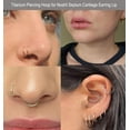thumbnail image 5 of 2Pcs Women Men Titanium Nose Rings Hoops 20G 18G 16G Hinged Nose Clicker for Nostril Septum Cartilage Helix Tragus Conch Lip Ear Lobe Piercings Diameter 6/7/8/9/10/12mm Sliver-Gold-Black-Rose Gold, 5 of 8