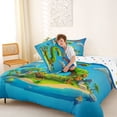 thumbnail image 4 of Feelyou Cartoon Dinosaur Letter S Print Full Size Comforter Sets for Boys Girls, Cute Animal Bedding Sets, Blue, Polkadot Reversible, 3 Pieces, 4 of 6