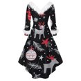 thumbnail image 4 of Christmas Dresses for Women Women's Fashion Elegant Autun And Winter Long Sleeve V-Neck Christmas Print Dress for Holiday Party,Black,S, 4 of 4