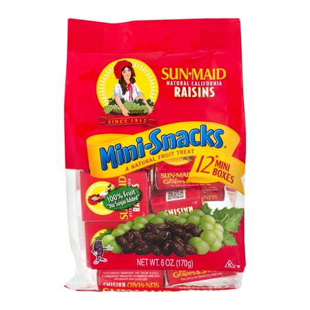 Sun-Maid California Raisins Mini-Snacks, 6 Oz, 12 CT