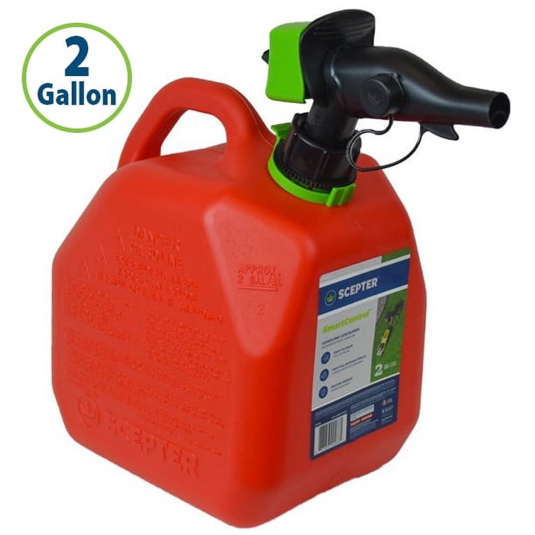 2 pack) Scepter 2 Gallon Smartcontrol Gas Can, FR1G202, Red