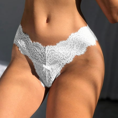 

New Hot Panties For Women Crochet Lace Lace-up Panty Sexy Hollow Out Underwear（White M）
