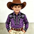 thumbnail image 2 of KHONTS Boys Western Cowboys Shirts for Kids Button down Printed Casual Collared Shirts,Size 4-13 Years Purple 130, 2 of 3