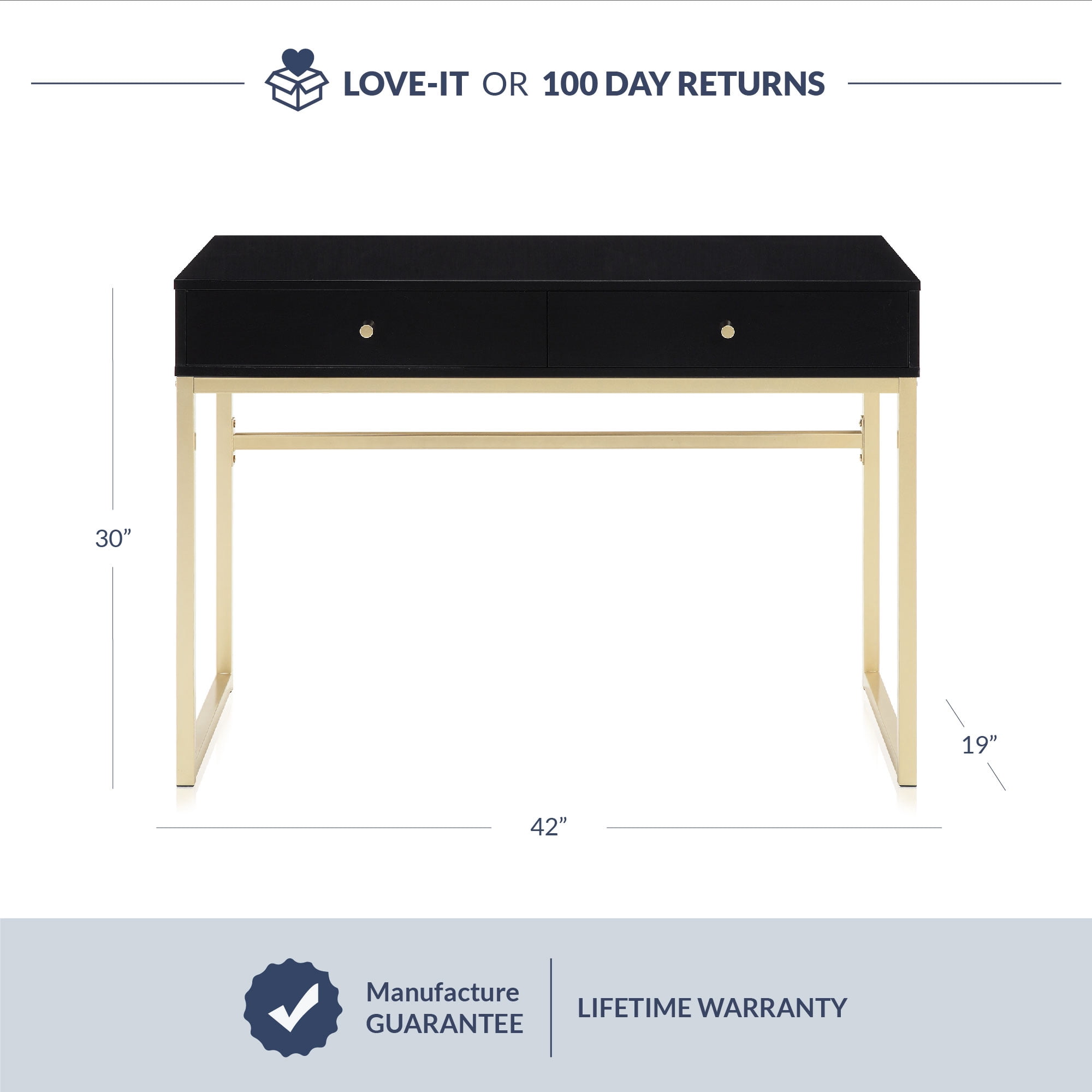 BELLEZE Vanity Table, Home Office Computer Desk - Bronte (Black)