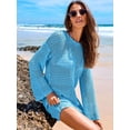 thumbnail image 5 of ANRABESS Women Swimsuit Crochet Swim Cover Up 2026 Summer Bathing Suit Swimwear Mesh Knit Beach Dress Vacation Outfits Blue XL, 5 of 11