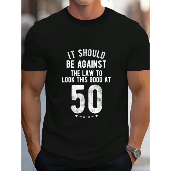 100% Cotton Funny 50th Birthday Gag Gift Idea 50 Year Old Joke Saying T-Shirt Women's Men's Graphic Tee Causal Tops