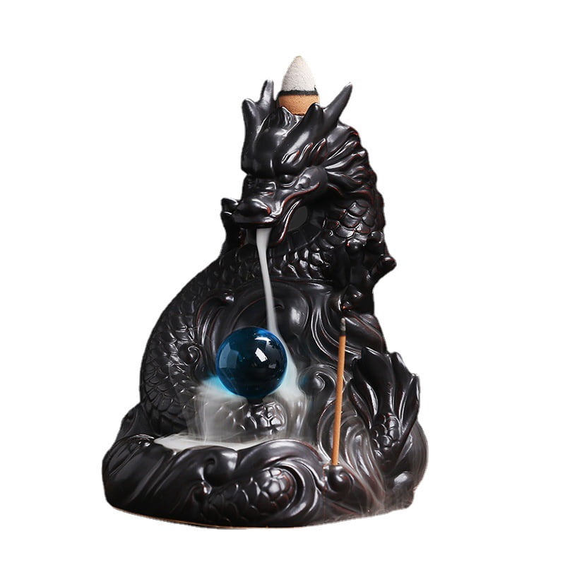 Dragon Incense Burner Ceramic Dragon Backflow Censer Incense Stick Holder Waterfall Burner for Tea Room Cafes Hotel Home Decoration