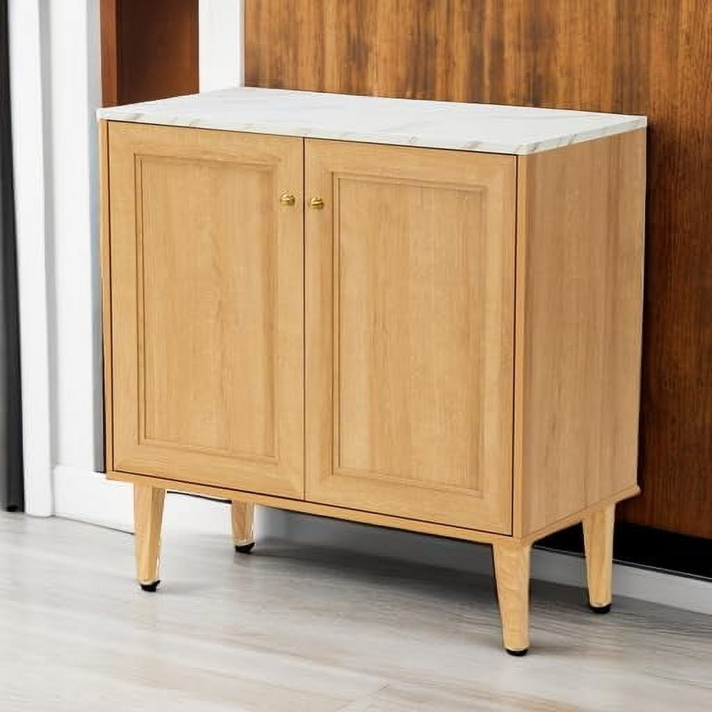 EYYTHUNG Modern Accent Cabinet with Faux Marble Top, Adjustable Shelves, 31.5 x 15.75 x 31.5 in