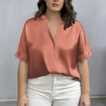 thumbnail image 4 of Womens Plus Size Short Sleeve Tops Solid Color Round Neck Casual T-Shirt Soft Breathable, Womens Plus Size Summer Tops, 4 of 5