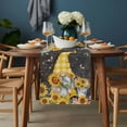 thumbnail image 2 of Gnomes Black Table Runner - 60 Inch Long, Kitchen Dining Table Runner Dresser Scarves, Yellow Sunflower Floral Bee Summer Spring Farmhouse Decor for Coffee Tables Wedding Party Banquet, 2 of 8