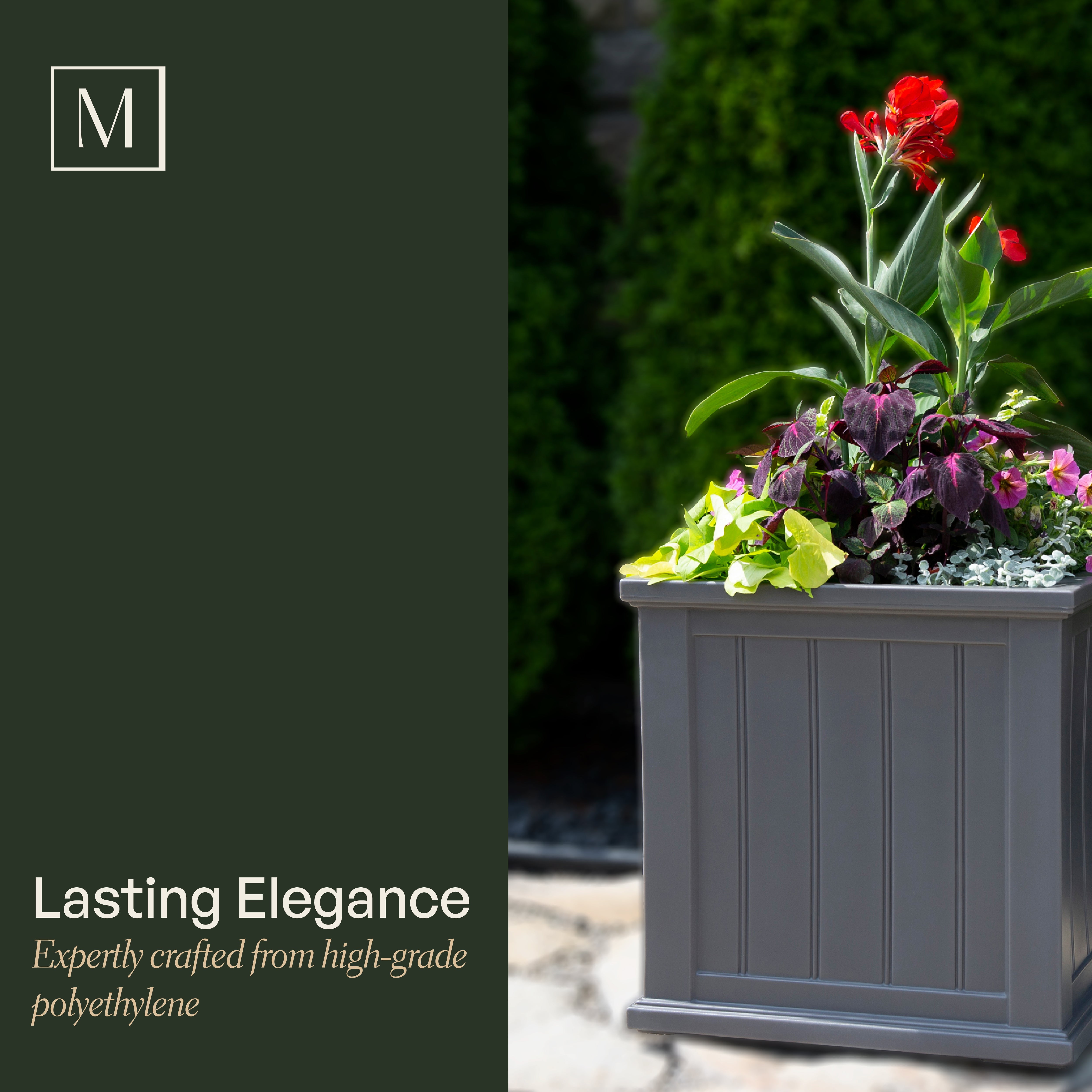 Cape Cod 20" x 20" x 20" Square White Self-Watering Plastic Planter