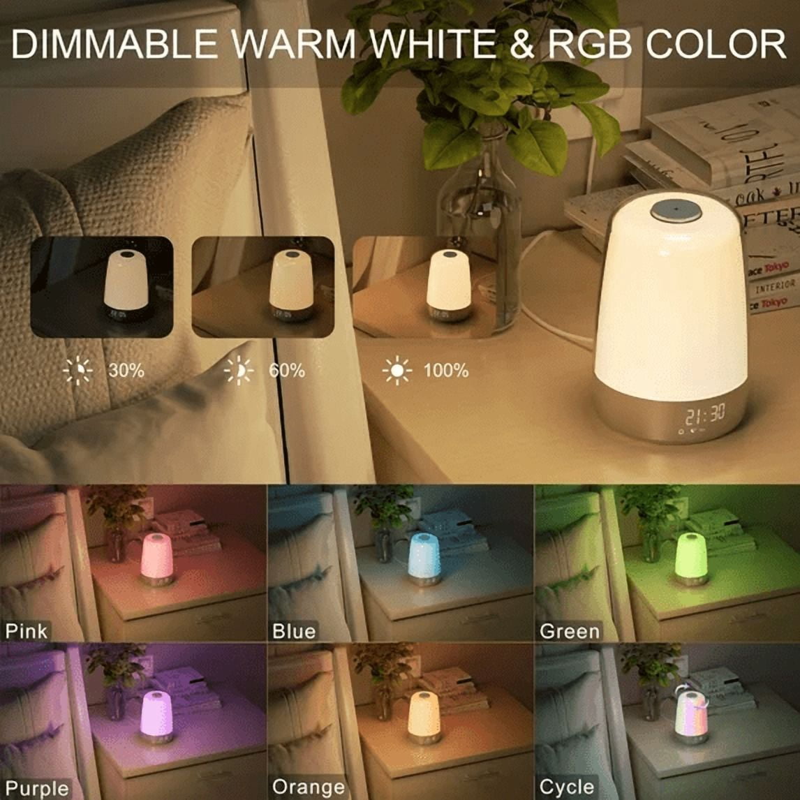 【Buy 1 Get 1 Free】Hansang Sunrise Alarm Clock with RGB Light, 3 Brightness Levels – Includes Free Bluetooth Speaker with Night Light