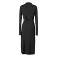 thumbnail image 4 of Dress for Women Fashion Comfort Winter Casual Solid Long-Sleeve Round-Neck Knit Dress Winter Dress for Women, 4 of 5