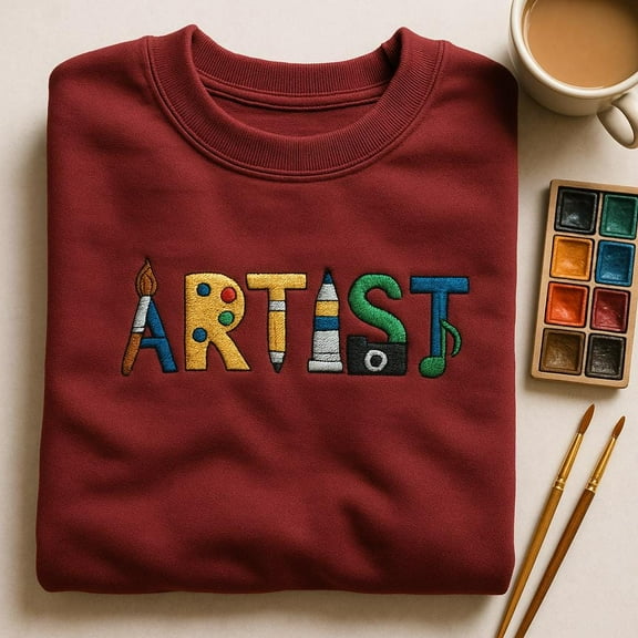 Embroidered Artist Sweatshirt, Cute Art Lover Gift, Painter Hoodie, Creative Director Sweater, Graphic Designer T-Shirt