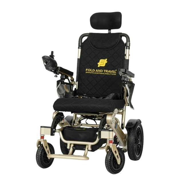 Fauteuil Roulant Électrique Léger de Qualité Supérieure à Pliage et Voyage, Inclinable Automatique, Fauteuil Roulant Motorisé à Inclinaison Automatique