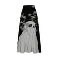 thumbnail image 4 of WFJCJPAF 2024 New Halloween Clearance! Skirt for Women Clearance under $10.00,Women's Printed Elastic Waistband Pleated Pocket Skirt With Mid Calf Skirt - Black S, 4 of 5
