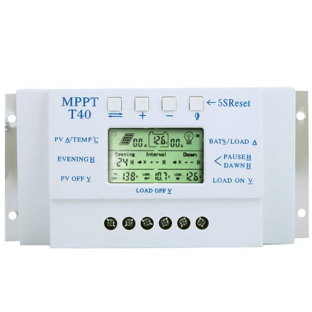 Controlador de carga solar MPPT, controlador de carga solar automático MPPT 12V 24V Controlador de carga solar AV resistente y resistente
