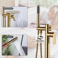 thumbnail image 3 of Wowow Single-Handle Floor Mount Freestanding Tub Faucet with Hand Shower and Waterfall Spout in Gold, 3 of 5