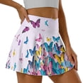 thumbnail image 5 of HELLHERO Butterfly Built-in Shorts Tennis Skirt, 2 Side Pockets Built-In Safety Shorts Polyester Spandex Athletic Skort for Yoga Golf Outing, 5 of 9