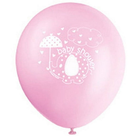 Latex Elephant Baby Shower Balloons, Pink, 12in, 8ct